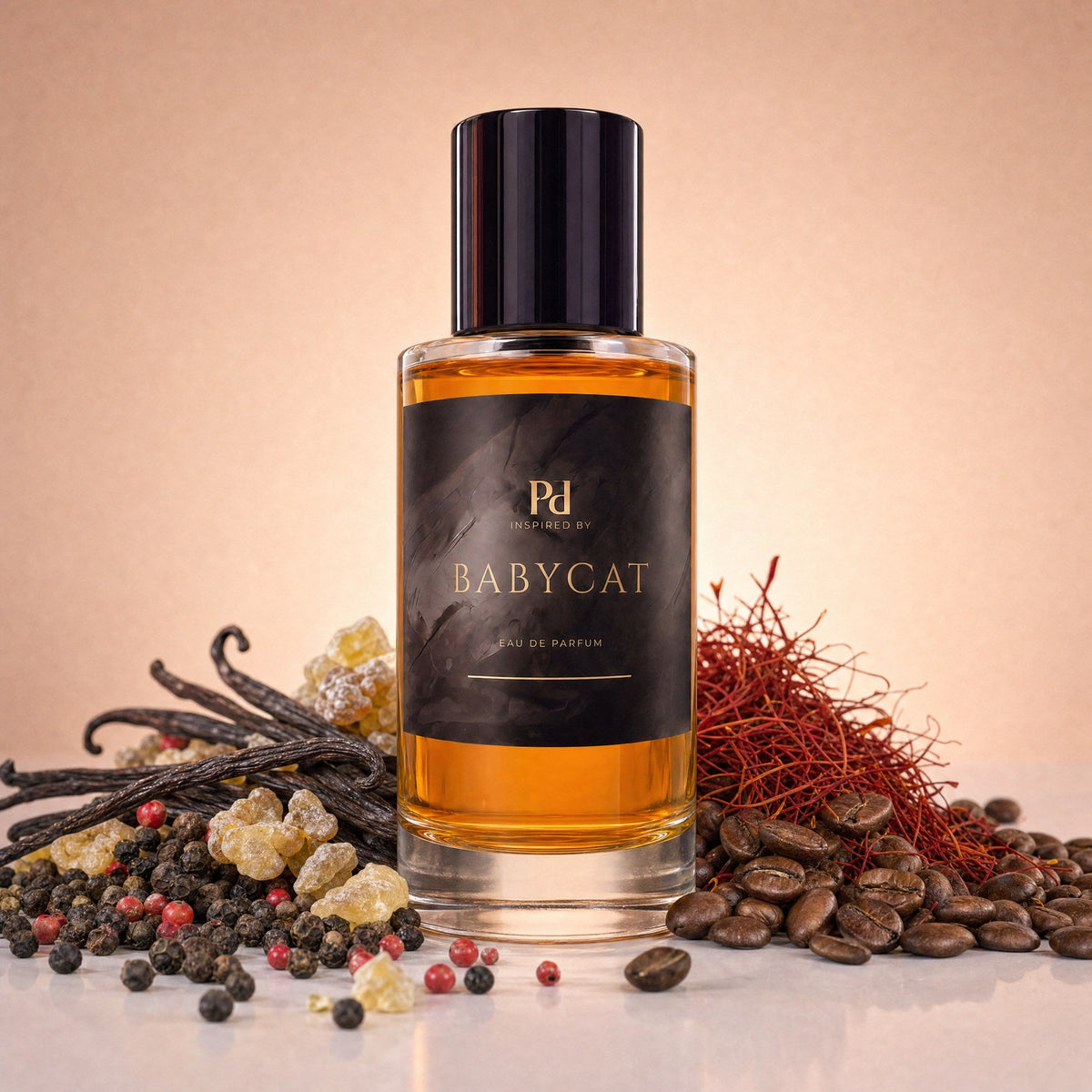 Babycat dupe från Perfume Drops – 50 ml eau de parfum med saffran, olibanum och vanilj