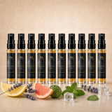 Testkit Frisk & citrus från Perfume Drops – tio 2 ml parfymprover med citron, grapefrukt, bergamott, mynta, lavendel och isbitar